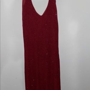 Steppin out long red glitter dress
